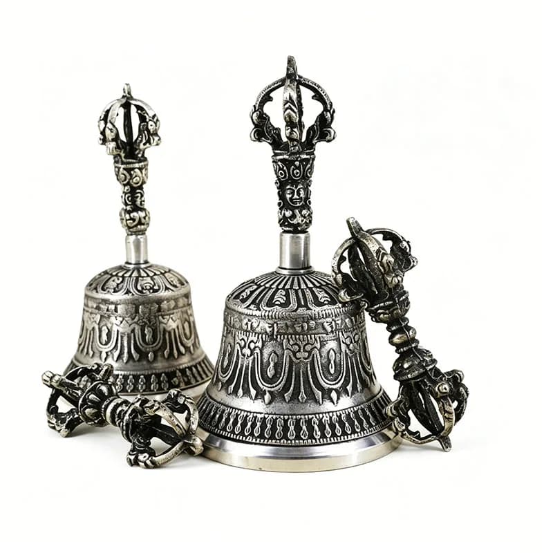 Handmade Tibetan Buddhist Vajra Bell Pestle Set - Meditation Ritual Touch Bell for Sound Healing & Spiritual Use