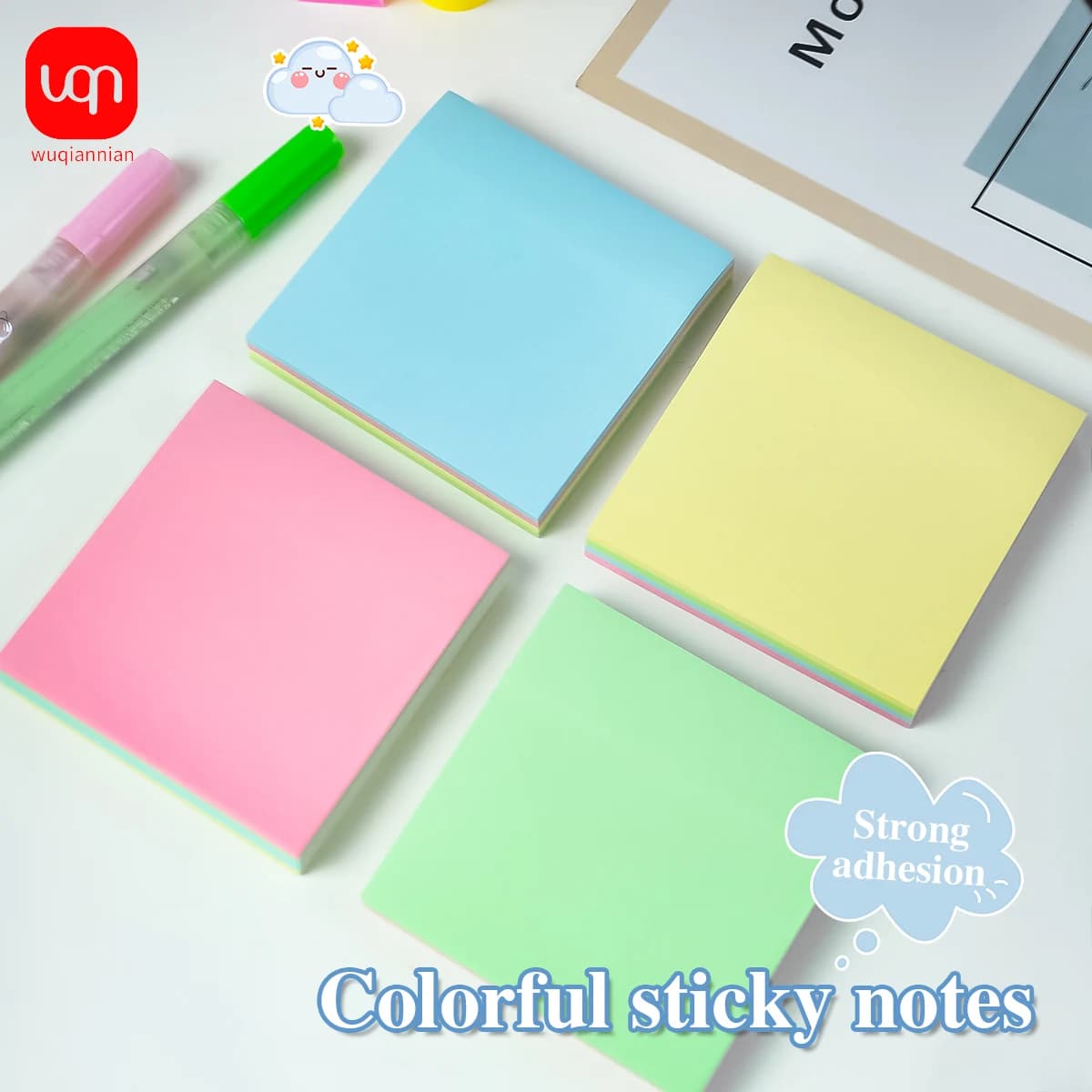 WQN-1/3/6PCS Note adesive colorate Forniture per ufficio scolastico Programma adesivi Etichette indice Note adesive