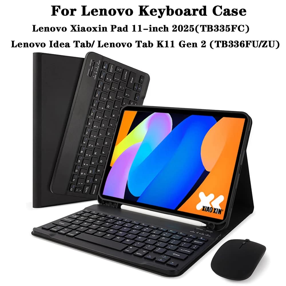 Custodia per Lenovo Xiaoxin Pad 11 pollici 2025, per Lenovo Idea Tab / K11 Gen 2 Custodia per tablet da 11" con tastiera staccabile e slot per penna