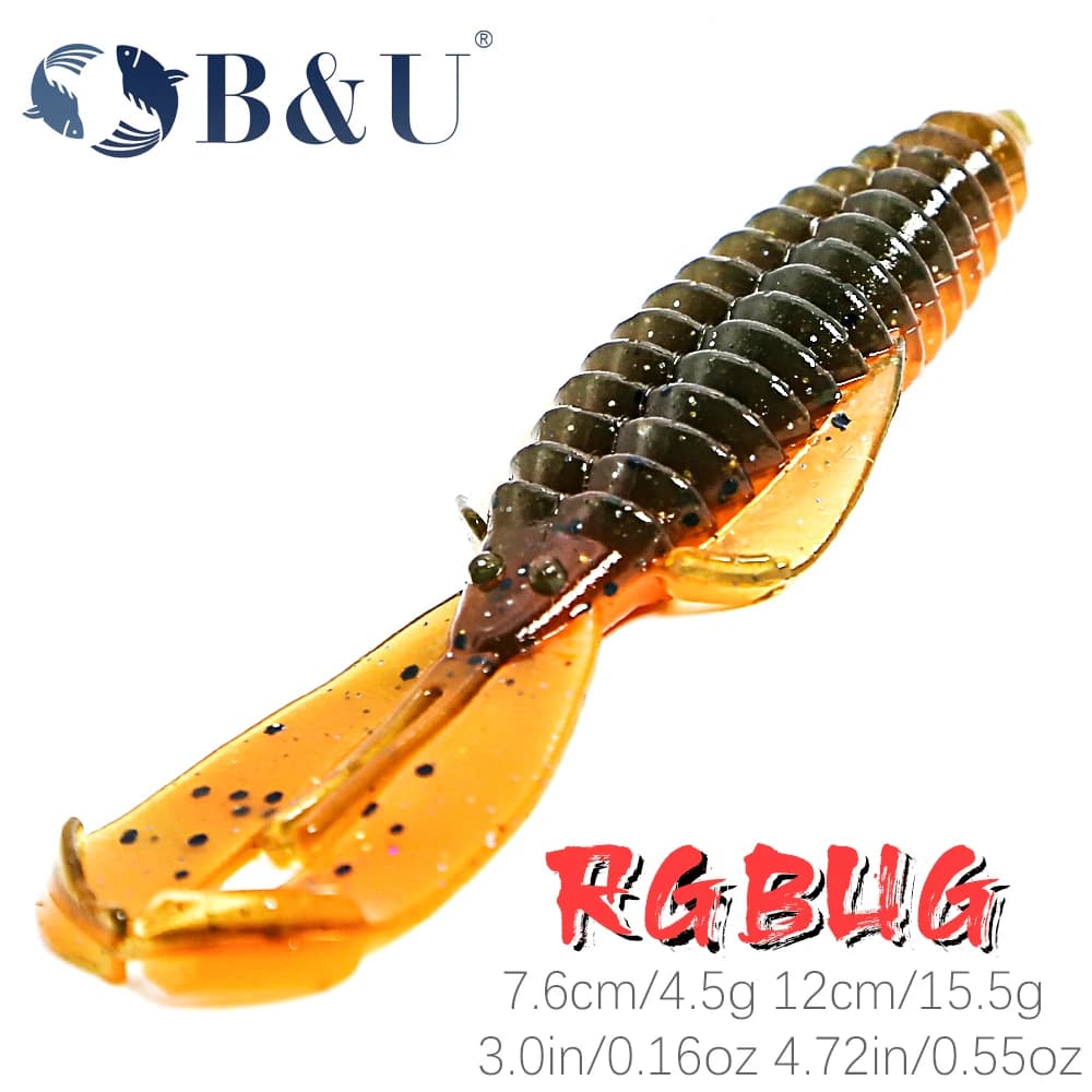 B&U RGBUG 76mm 120mm Pesca Richiamo Morbido Jig Wobblers Swimbait Esche In Silicone Gamberetti Spigola Persico Richiamo Crepi Artificiali Esca