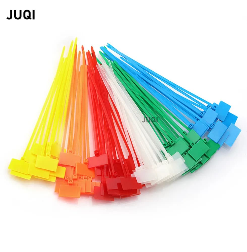 100 pezzi di etichette per fascette in nylon colorato 4 * 150mm etichette per fascette ad anelli in plastica etichette per cavi fascette autobloccanti