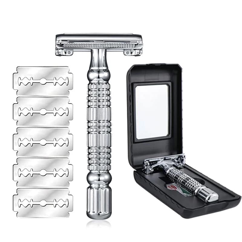 Double Edge Butterfly Safety Razor Barba Barbiere Wet Shaving Open Twist for Man Woman With Blade