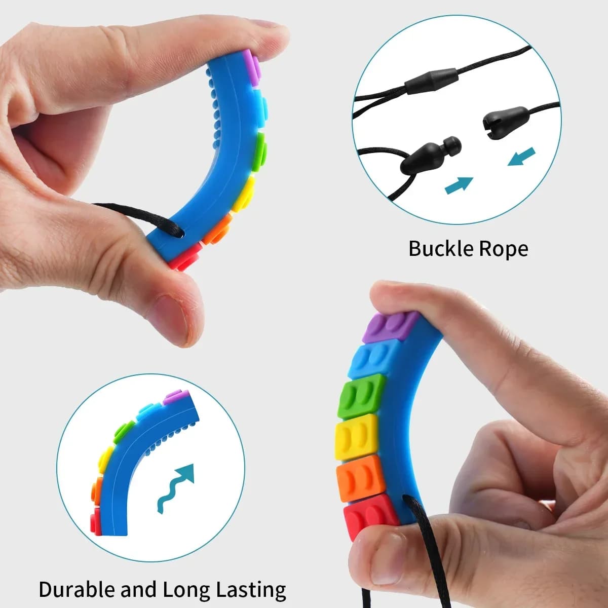 Collana da masticare sensoriale Giocattolo gommoso in mattoni per bambini Autismo Massaggiagengive in silicone Mordere Matita Topper per bambini Strumento di terapia del motore orale