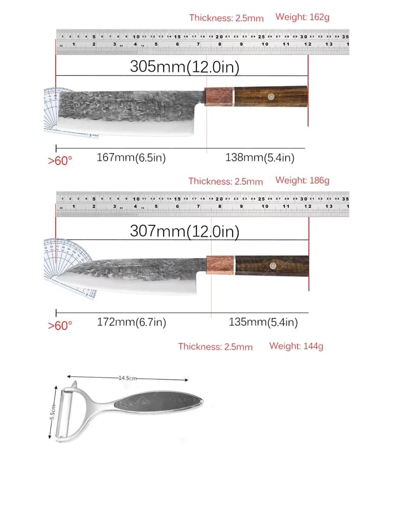 WXCOO Handcrafted Kitchen Knives Stainless Steel Chef Knife with Wooden Handle Meat Cleaver Butcher Knife Tools Kiritsuke