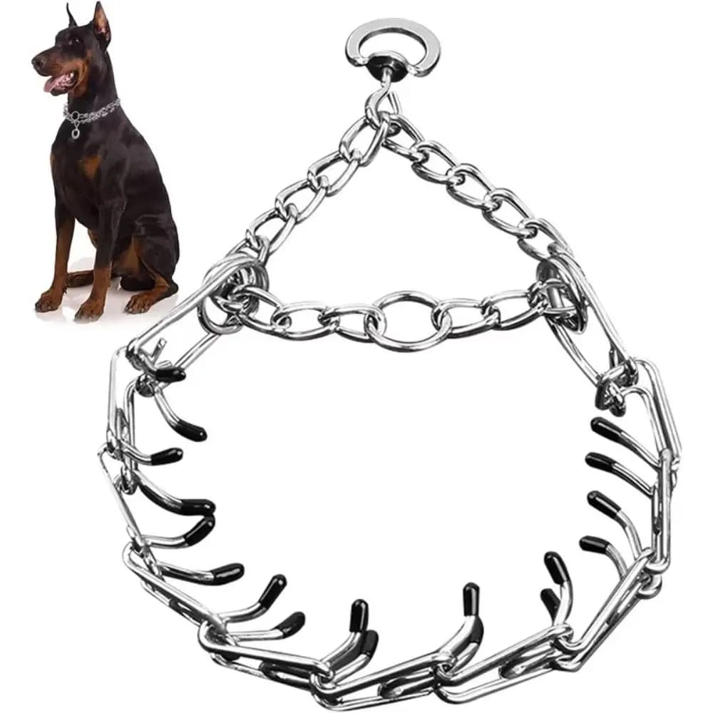 Adjustable Dog Training Chain Rubber Tips Quick Release Buckle No Pull Collar Safe Design Detachable Pet Training Collar