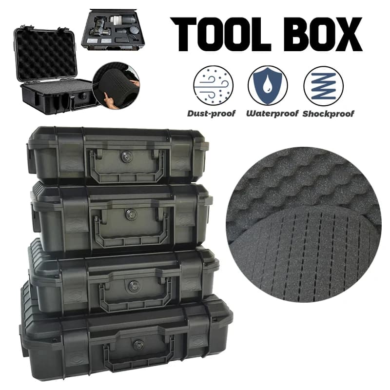 Custodia rigida impermeabile Scatola di immagazzinaggio di sicurezza Scatola di attrezzi portatile Organizzatore di attrezzi Custodia per attrezzatura con valigia in spugna Custodia per kit di attrezzi