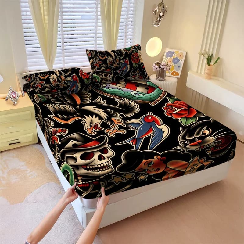 Set of three-piece sheets, consisting of 1 sheet and 2 pillowcases, bedding set, decoration for the room