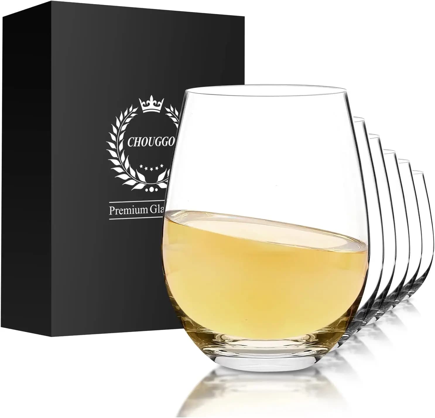 Set di 6 Calici da Vino Senza Stelo, Bicchieri in Cristallo Premium Soffiati a Mano per Vino Rosso o Bianco 18Oz - Realizzati Artigianalmente da Artigiani