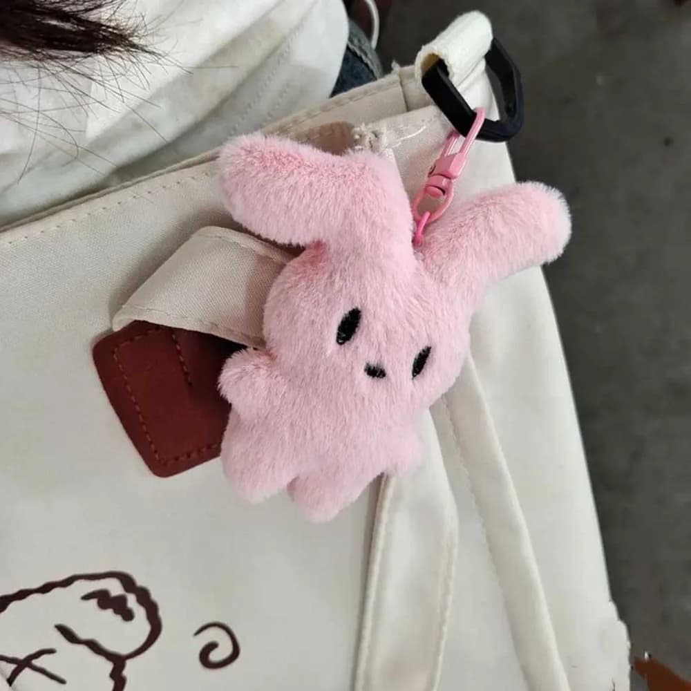 Portachiavi Peluche Coniglio Rosa Morbido e Carino, Portachiavi Cartone Animato, Giocattolo Imbottito, Portachiavi per Coppie, Ciondolo per Zaino e Chiavi Auto