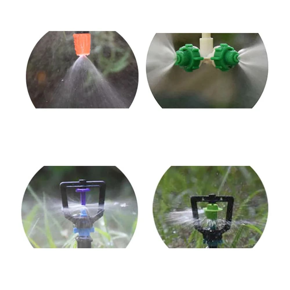 100 pz 360 Ruota Micro Ugello Supporto Irrigazione del Giardino Irrigatori Sistema di Irrigazione a Goccia Nebulizzazione Appeso Umidificatore Spruzzatore