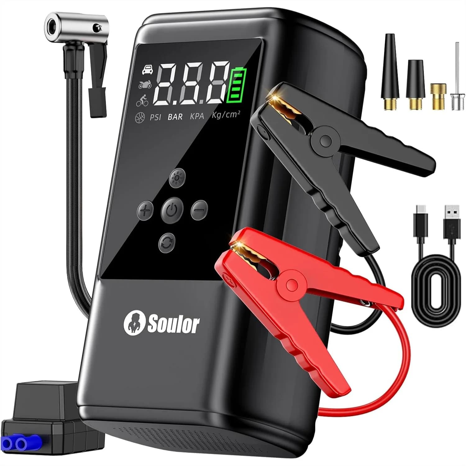 Avviatore di Emergenza 6000A con Compressore d'Aria 160 PSI, Booster Portatile per Batteria Auto con Display LED per Motori Diesel 10L