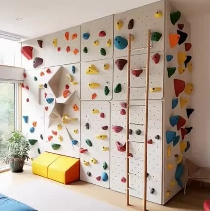 Set da Palestra a Parete 9-in-1 con Scivolo, Barra per Trazioni, Scala, Altalena, Trapeze, Parete da Arrampicata, Attrezzatura Montessori per Arrampicata