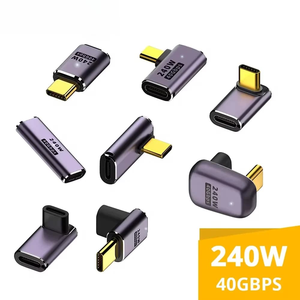 Adattatore USB4.0 Tipo C 240W PD Ricarica Rapida Trasferimento Dati Video 8K@60Hz Convertitore USB C OTG a 90/180 Gradi per Laptop e Telefono