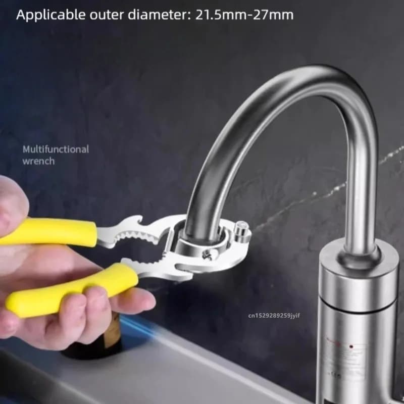 Stainless Steel Multifunction Key for Faucet, with Anti-slip Handle, Air Blower and Filter Tool, Essential for Home Repair