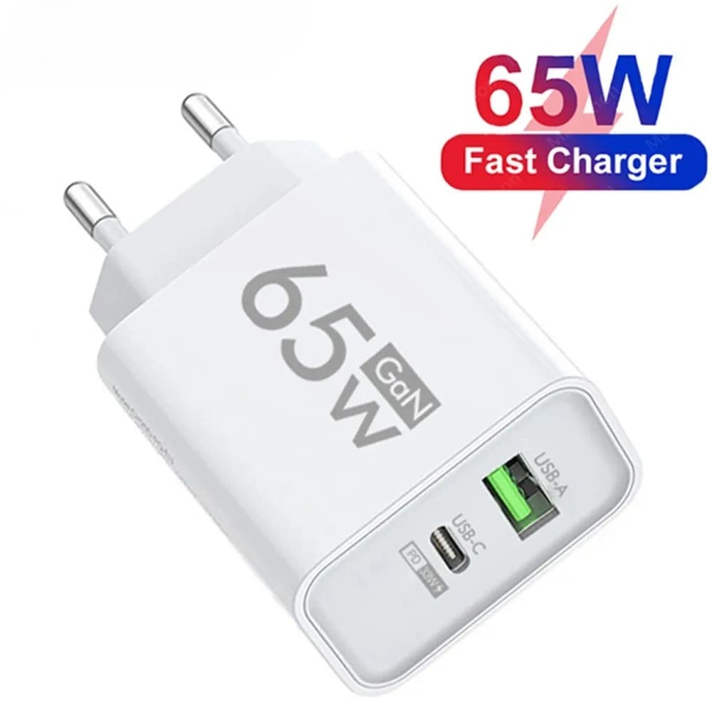 PD 65W GaN Fast Charging USB Type-C Charger Wall Adapter EU/US Plug Quick Charge 3.0 Travel Charger For iPhone Samsung Xiaomi