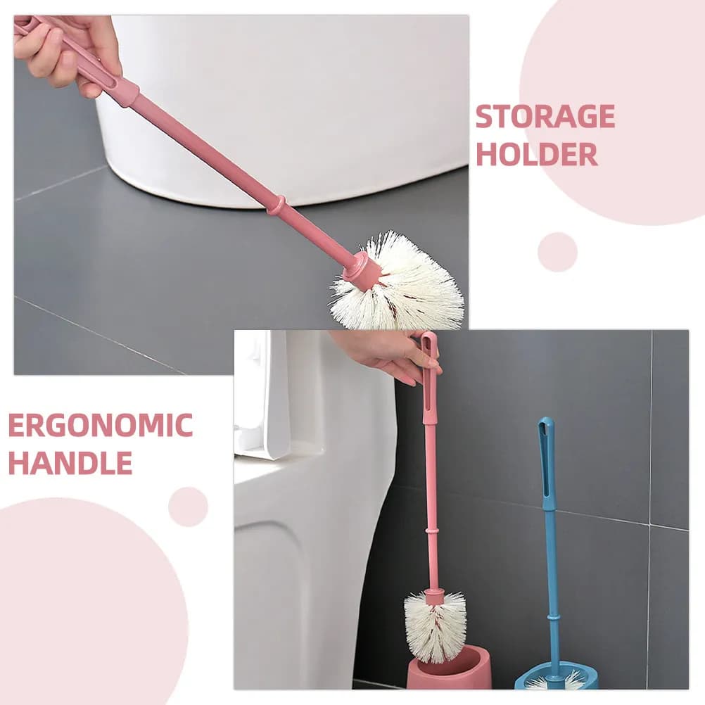 Set di 1 spazzola per WC con supporto da parete, manico lungo ergonomico, setole morbide, per la pulizia del bagno, casa, ufficio, centro commerciale