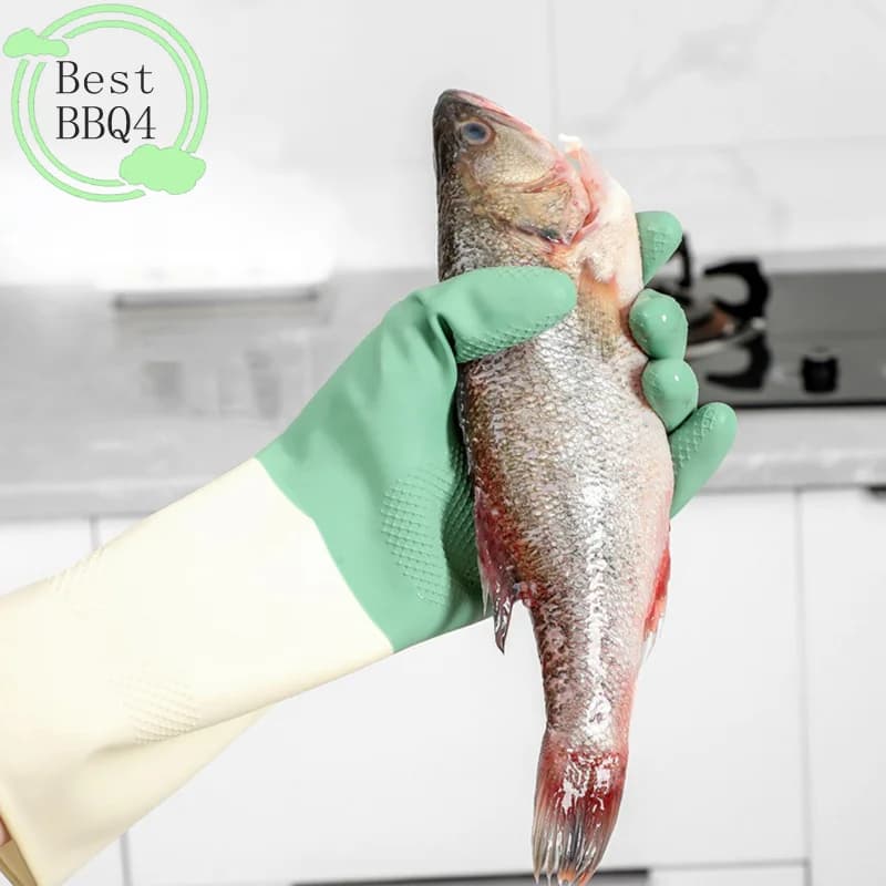 (BBQ4) Guanto da cucina ispessito, guanti per lavare i piatti resistenti all'usura, adatti per lavare i piatti, pulire e per uso domestico.