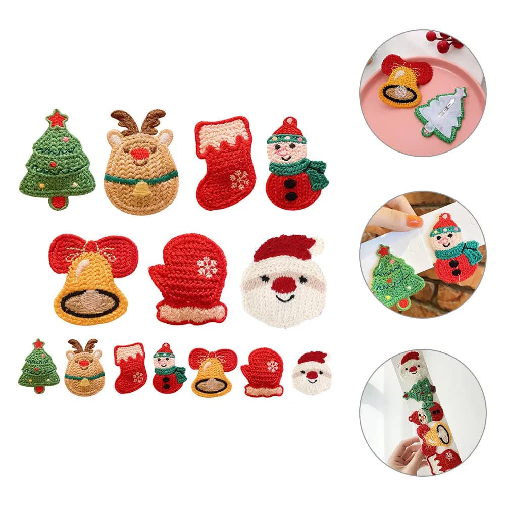 Set di 14 Fermagli per Capelli Natalizi, Clip a Scatto in Maglia, Accessori Eleganti per Capelli, Mollette per Capelli per Feste Natalizie