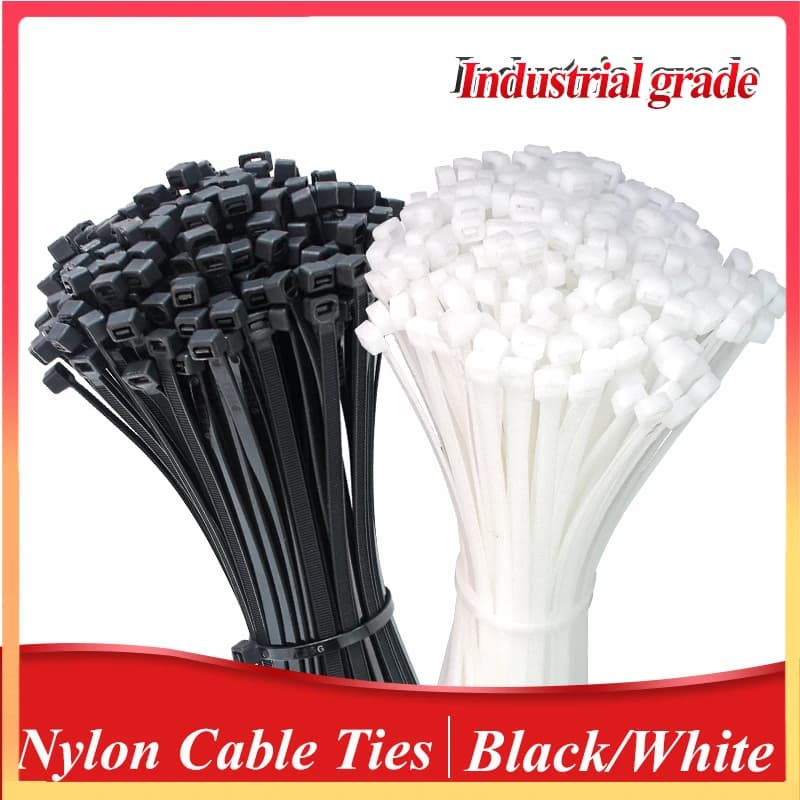 Fascetta in nylon di plastica autobloccante 100 PZ Cinghia di fissaggio nera Fascetta per cavi Set fascetta per cavi Anello di fissaggio Fascetta per fascette con zip 3X200 Fascetta per fascette