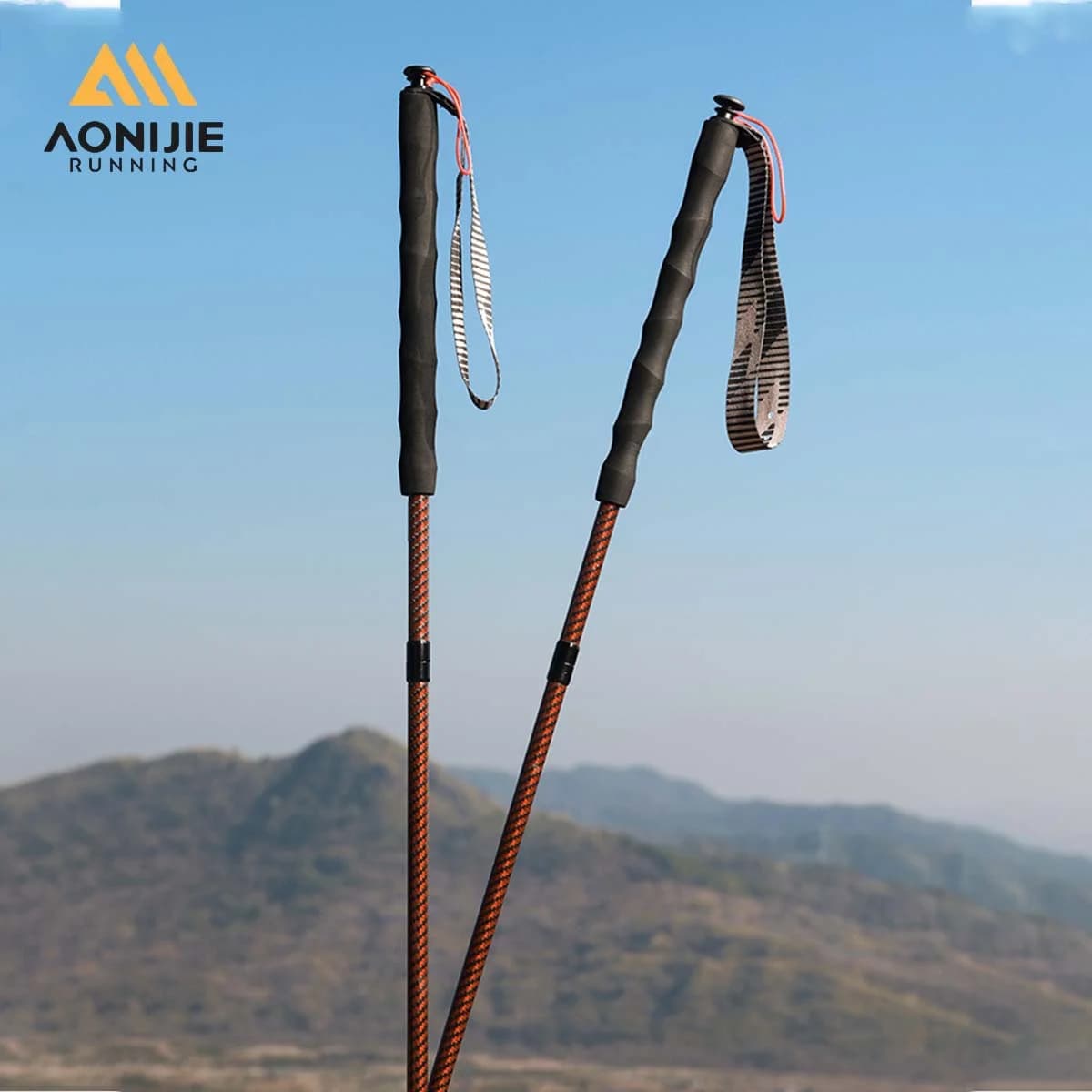 2pcs AONIJIE E4219 Trekking Pole Lightweight Folding Collapsible Quick Lock Hiking Pole Trail Running Walking Stick Carbon Fiber