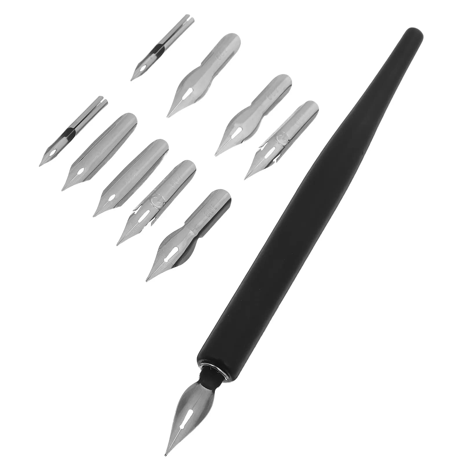 1Set Comfort Grip Wooden Dip Pen Set with Versatile Replaceable Nibs for Drawing Painting Calligraphy Lettering Artist Tools