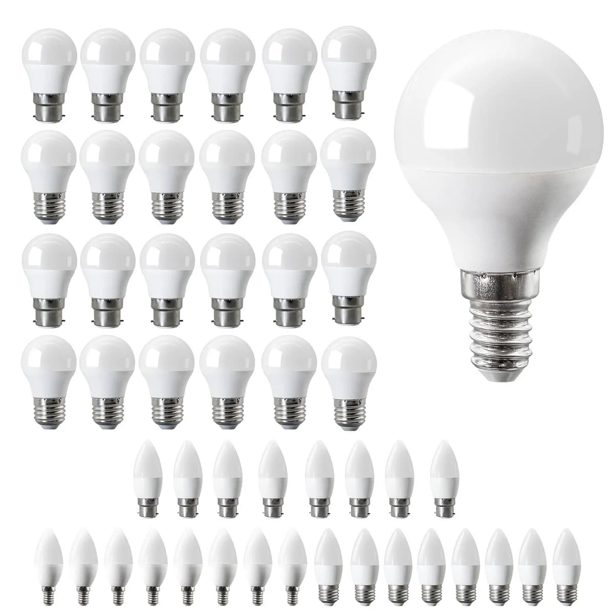 50 PZ Spedizione Diretta Della Fabbrica E14 B22 E27 LED Lampadina Della Candela Lampade AC 220 V 120 V 3 W 5 W 6 W 7 W Lampada A Risparmio Energetico illuminazione Fredda per la Casa