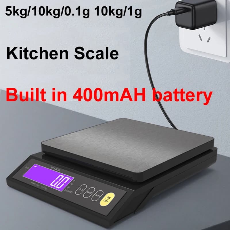 5kg/10kg/0.1g 10kg/1g Bilancia da cucina elettronica digitale LCD Impermeabile Misurazione in acciaio Pesatura Strumento di cottura Batteria incorporata