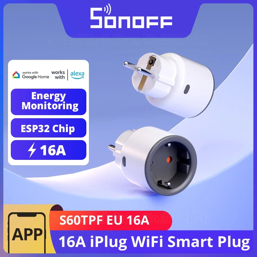 SONOFF S60 EU 16A iPlug Wi-Fi Smart Socket 1-5PCS Protezione da sovraccarico Scena intelligente Telecomando tramite eWeLink Alexa Google IFTTT