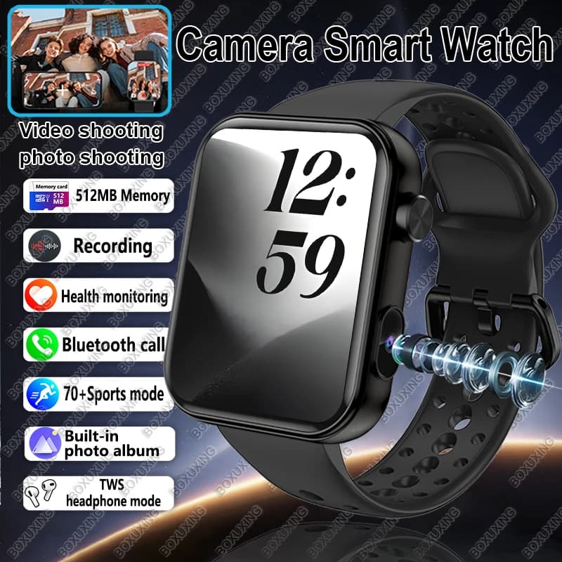Fotocamera HD Smart Watch Uomo Donna Foto Registra video Album fotografico Chiamata BT Sport Smartwatch impermeabile sano per Android iOS Nuovo