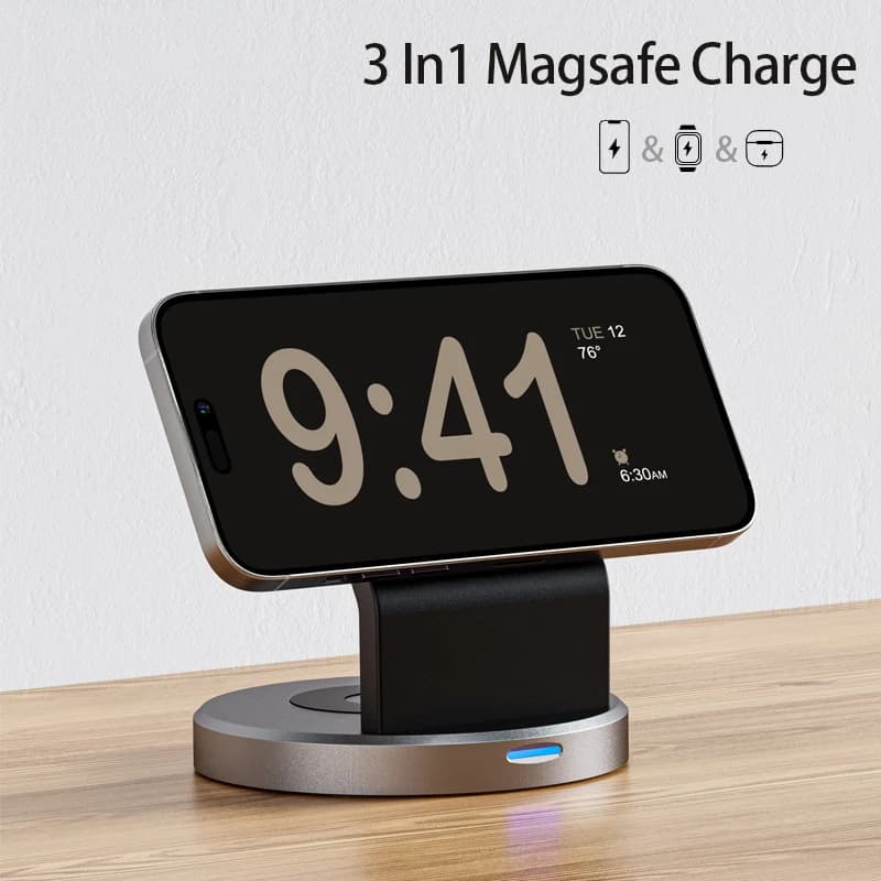 Base di Ricarica Magnetica Wireless Veloce per iPhone 17 16 15 14 13 12 Pro Max, Apple Watch 8 7 6, Airpods