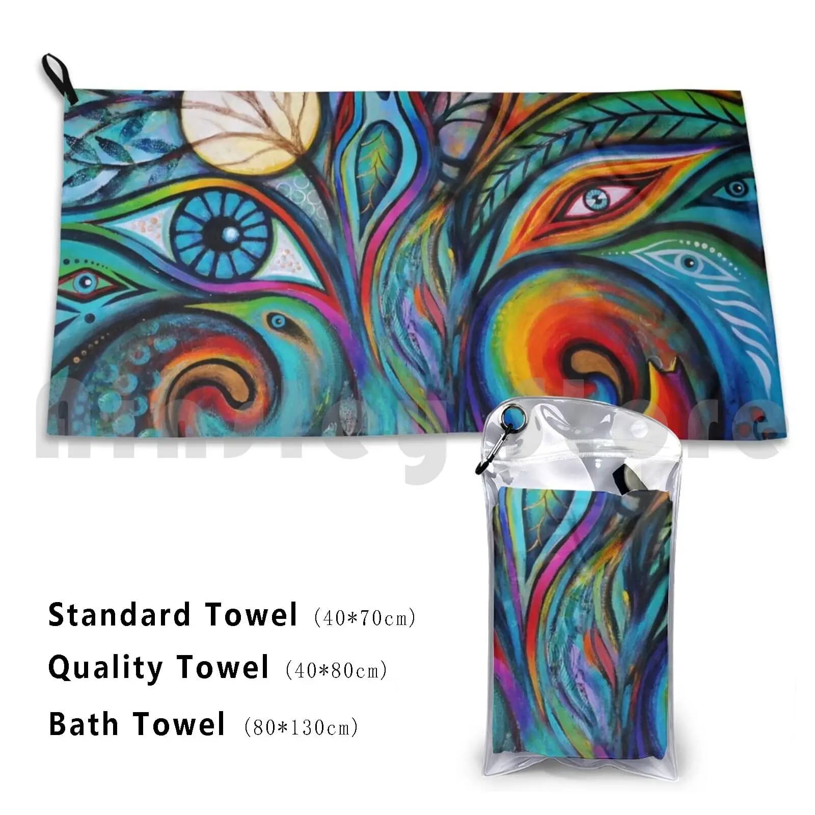Asciugamano personalizzato Moon Magic Asciugamano da bagno Albero della vita Uccelli Spiriti Gatto Luna Arte visionaria Sogno surreale astratto