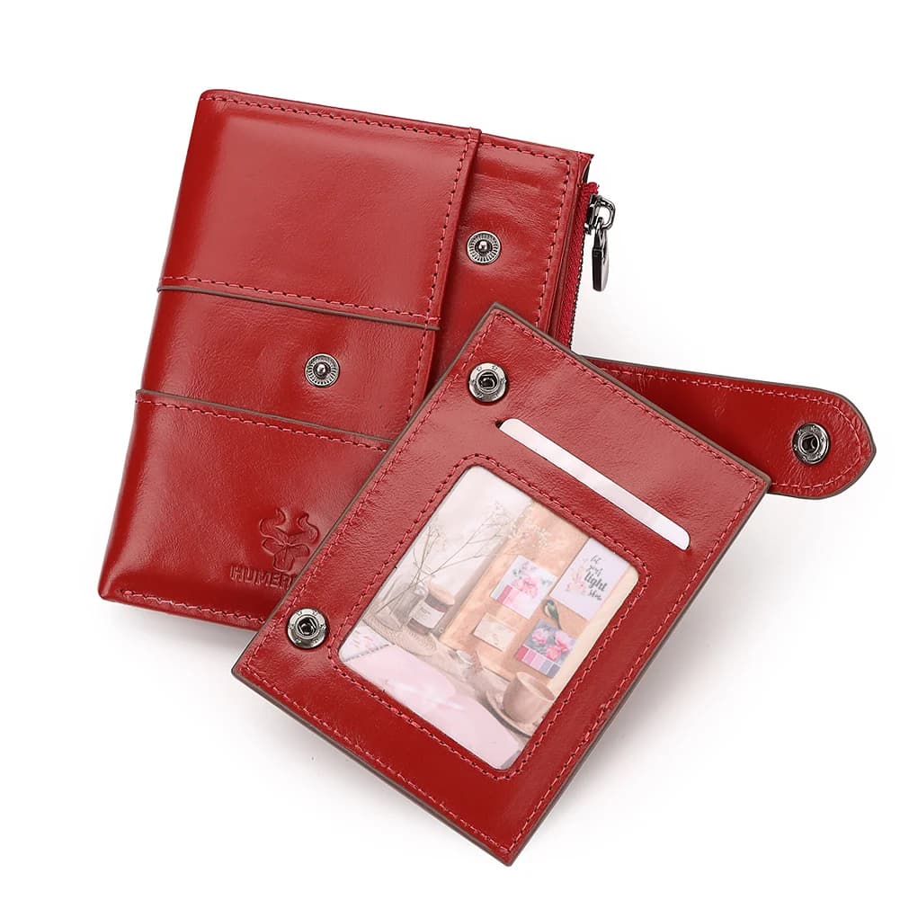 Portafoglio Corto da Donna con Blocco RFID, Porta Carte alla Moda con Finestra per Documenti, Tasca Portamonete con Cerniera e Scomparto per Banconote