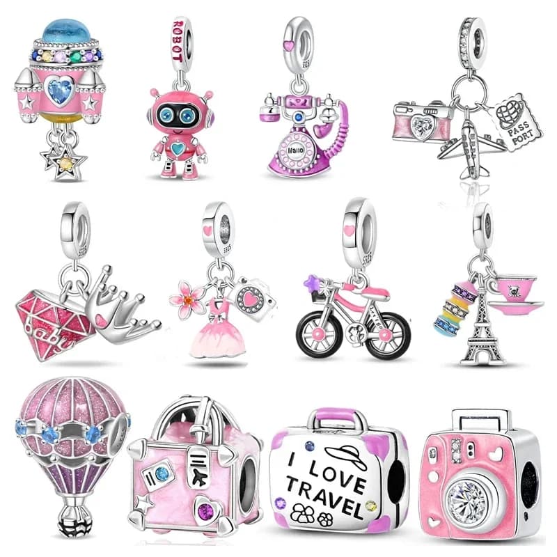 Silver-Plated Rocket Star Drop Charms Beads Fit Original Bracelets Bag Keychain Charms Beads Pendant Diy Women Jewelry Gift