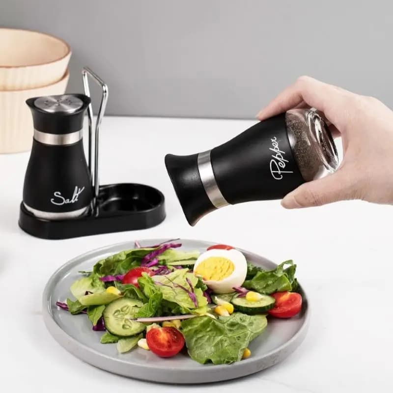 Set di 2 bottiglie per condimenti in acciaio inossidabile e vetro - Perfetto per barbecue, pepe, sale e altro - Accessori da cucina