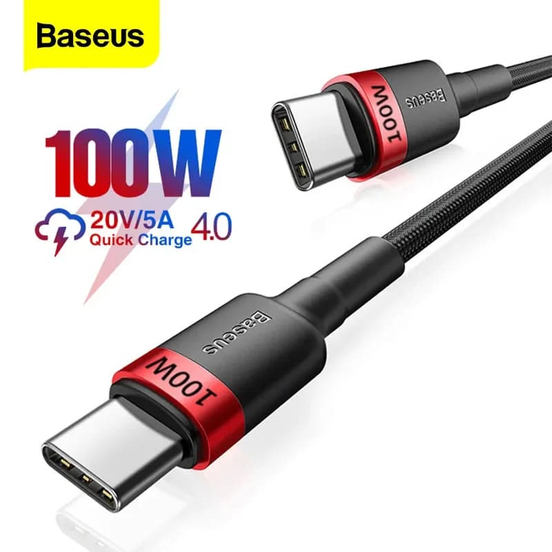 Baseus 100W USB C a USB Tipo C Cavo PD Cavo di ricarica rapido Cavo 5A USB-C Tipo C per iPhone17 MacBook Samsung Xiaomi