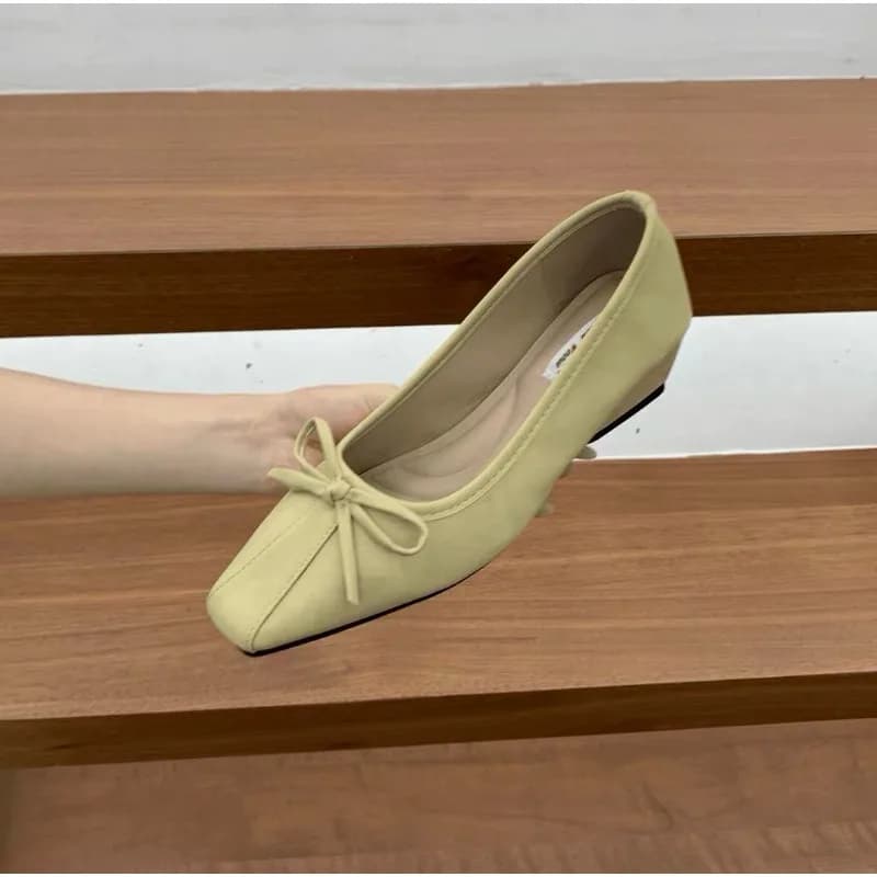 Women's 2026 Spring and Summer New Square Toe Fashion French Bow Soft Sole Single Shoes