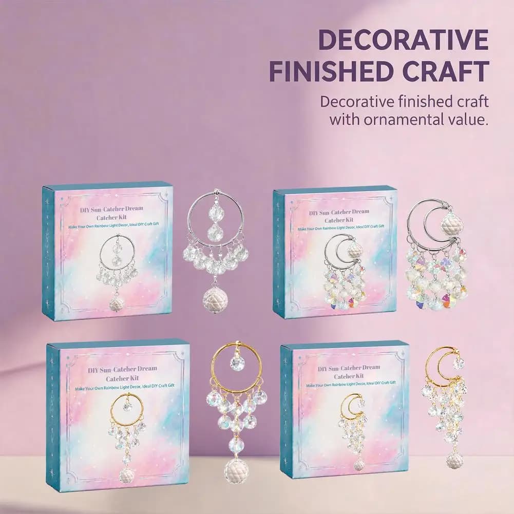 New DIY Sunshine Dream Catcher Making Craft Set With Feathers Beads Crystals Colorful Threads Handmade Home Hanging Kit
