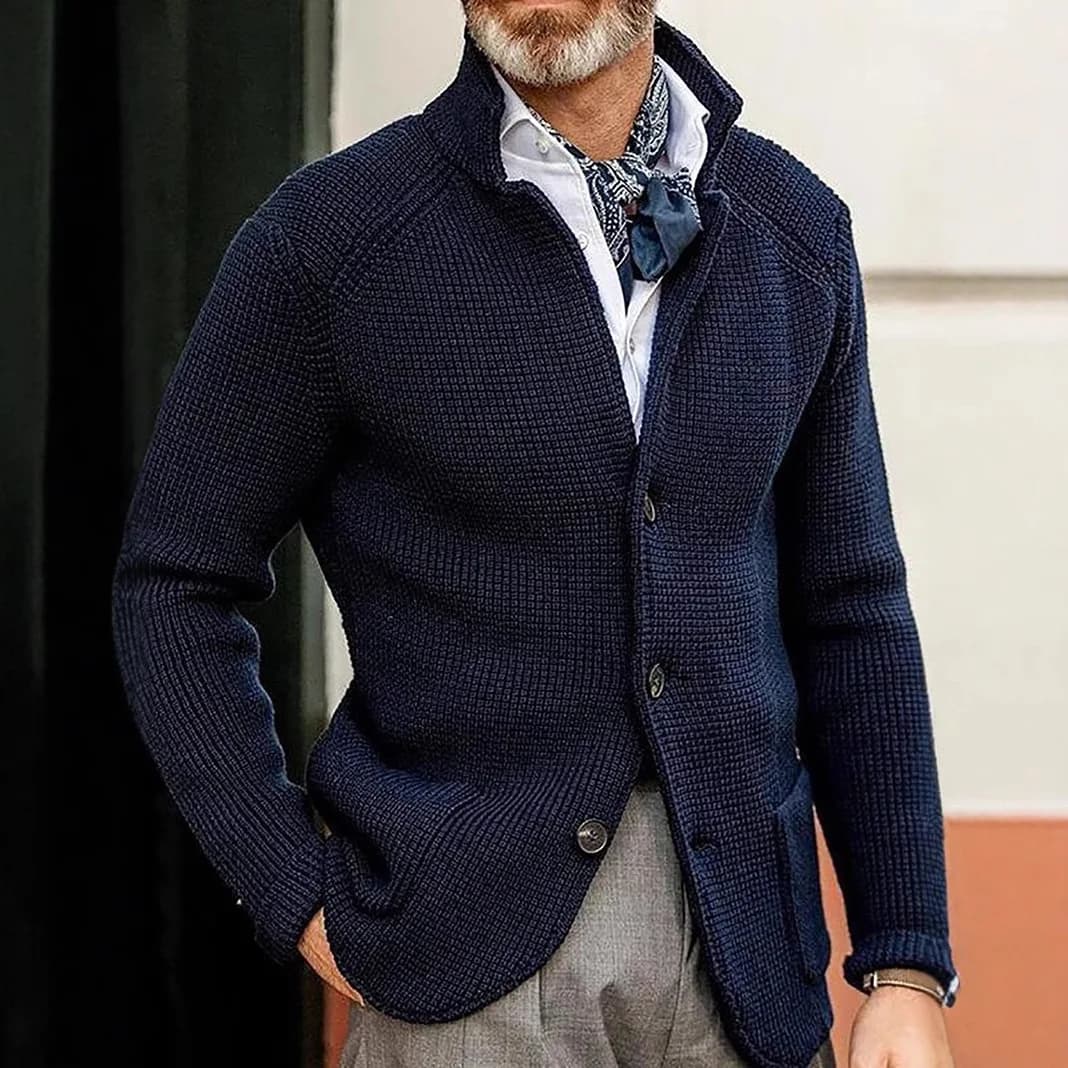 Fashionable Men's Knitted Long Sleeve Color Casual Jacket Independent Station New Arrival Slim Fit Polyester Blend Coat