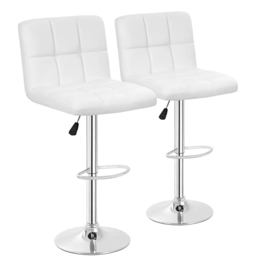 Set di 2 Sgabelli da Bar Regolabili in Pelle PU Girevoli Moderni con Schienale e Poggiapiedi Altezza Bancone