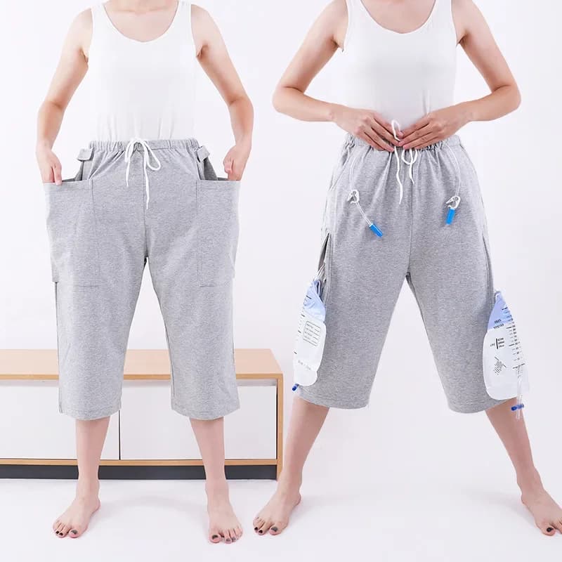 Pants with urine bag Spring/Summer Trousers for hidden bladder stomia Pants for patient care of drainage for elderly incontinence Single/double pocket