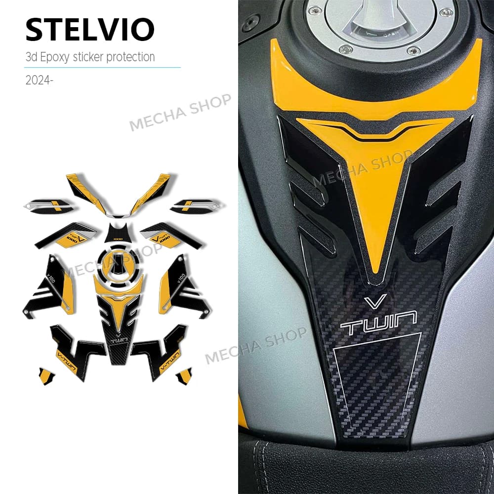 Adesivo protezione laterale serbatoio adesivo in resina epossidica 3D per Moto Guzzi Stelvio V100 2024 2025 2026
