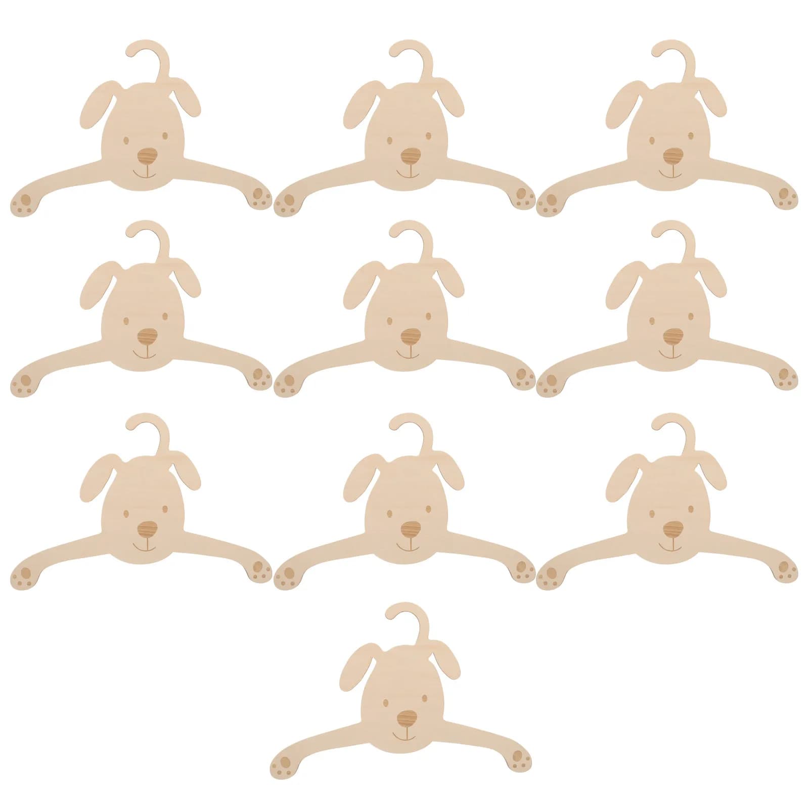 10Pcs Pet Cartoon Clothes Hangers Mini Wooden Animal Hooks for Small Dog Cat Clothing Storage Rack Bedroom Balcony