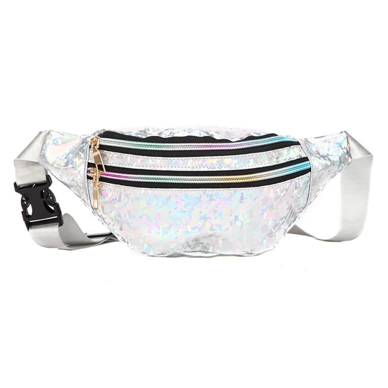 1PC New Holographic marsupio ologramma marsupio Laser PU Beach Travel Banana Hip Bum Zip borsa da donna borse da cintura borse da petto per ragazza
