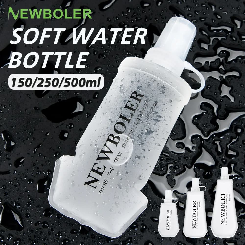 NEWBOLER Outdoor sports bottle in TPU Foldable water bottle with soft bottle for running, camping, hiking, bicycle, fitness