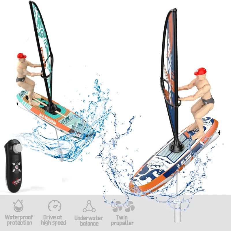 Barca RC Barca a vela Yachting Kayak Telecomando Vela Barca a remi Piscina per bambini Giocattolo da competizione d'acqua impermeabile