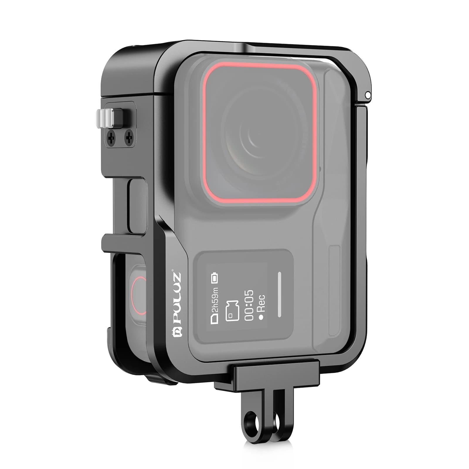PULUZ Gabbia protettiva in alluminio per Insta360 Ace Pro Action Camera Telaio di espansione per pattino freddo Accessori adattatori per gabbia antiurto