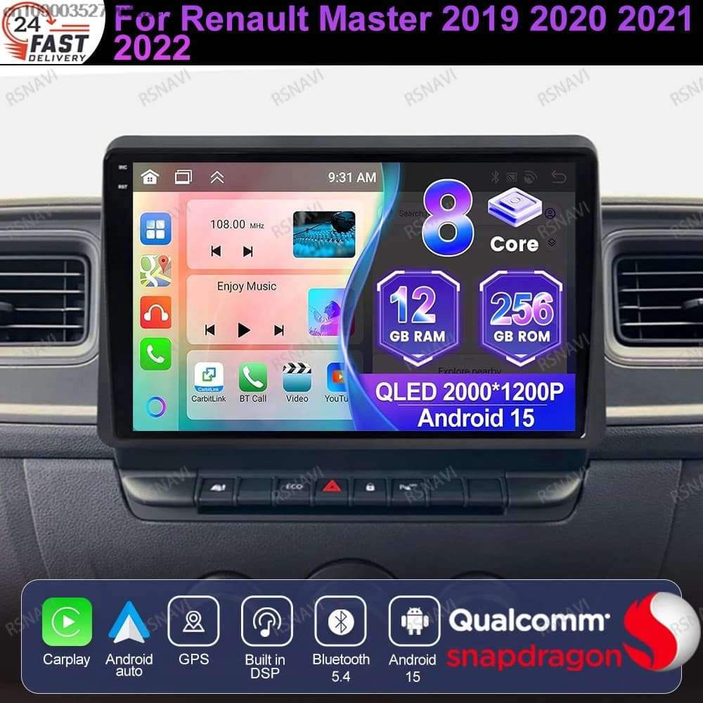 Andoird 14 For Renault Master 2019 2020 2021 2022 DSP Telephone Holder Car Stickers Cleaning Machine Golf 4 Obd2 Scanner GPS BT