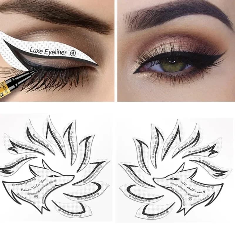 Set di 1-6 Stencil per Trucco Occhi, Modelli per Eyeliner a Ala, Strumenti per Modellare Sopracciglia, Stencil per Ombretto, Adesivi per Trucco Occhi