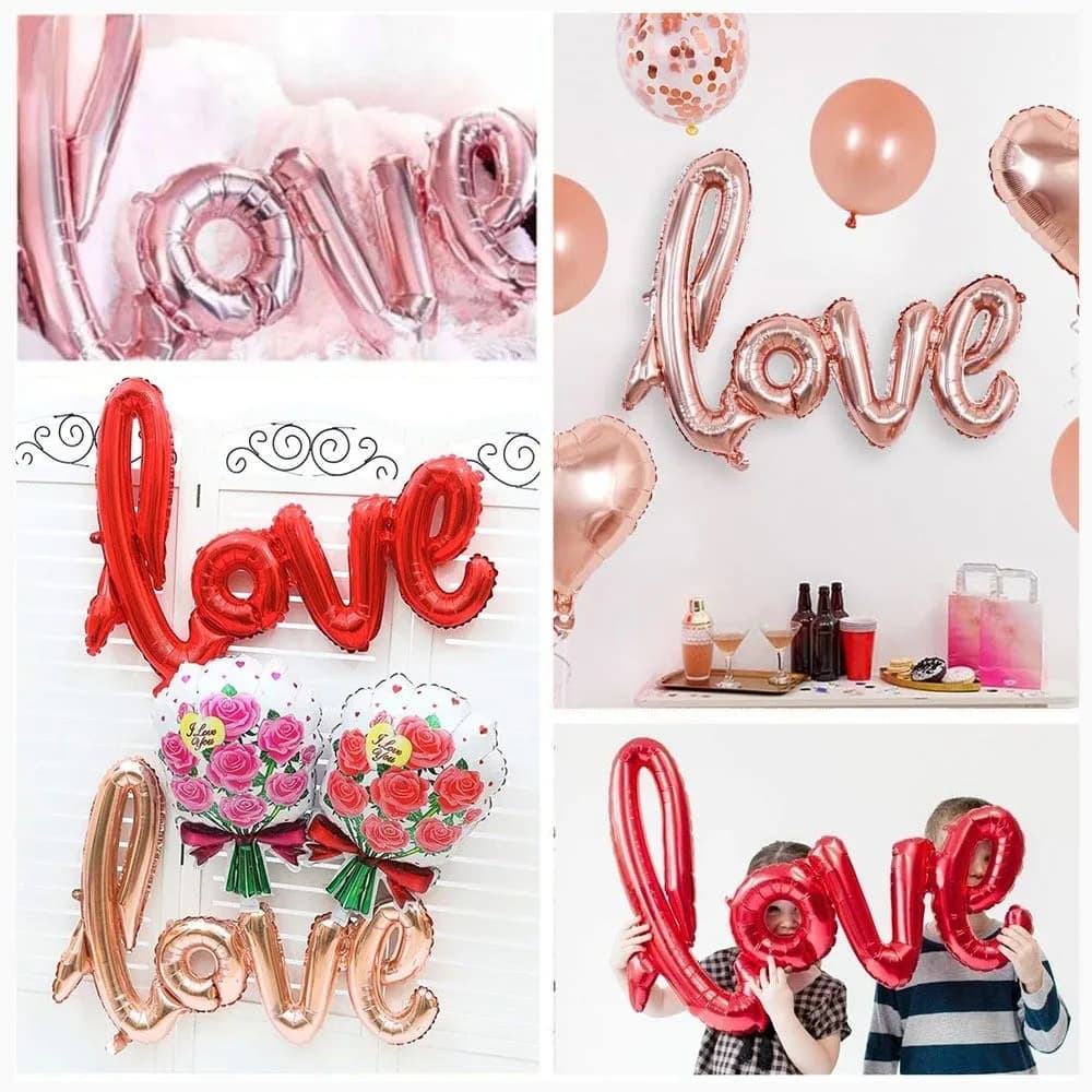 1-5 pezzi piccoli palloncini foil amore 54 * 38 cm lettere con palloncini a cuore per forniture di fidanzamento per anniversario di matrimonio di San Valentino