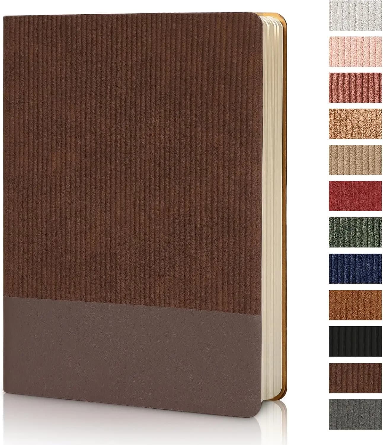 A5 PU Leather Lined Journal Notebook 216 Pages for Daily Writing, Business, School, Travel Gift (Coffee)